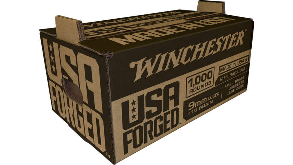 Winchester USA Handgun FORGED 9 mm Luger 115 grain Full Metal Jacket Steel Cased Centerfire Pistol Ammo, 1000 Rounds, WIN9SK