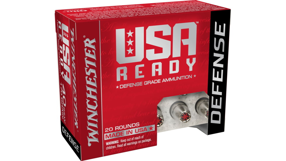 Winchester USA READY .40 S&amp;W 165 grain Full Metal Jacket Flat Nose Centerfire Pistol Ammo, 50 Rounds, RED40