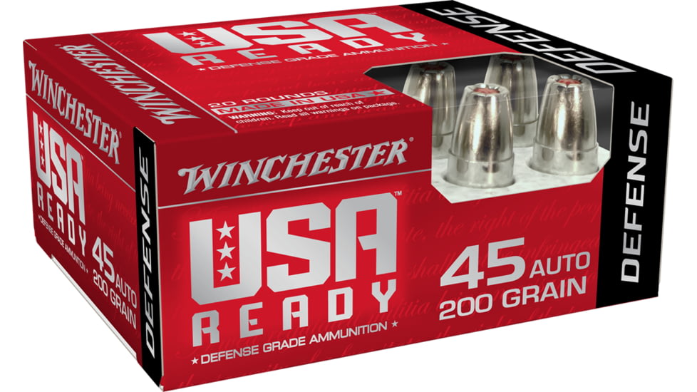 Winchester USA Ready .45 ACP 200 Grain Hex-Vent HP Pistol Ammo, 20 Round, RED45HP