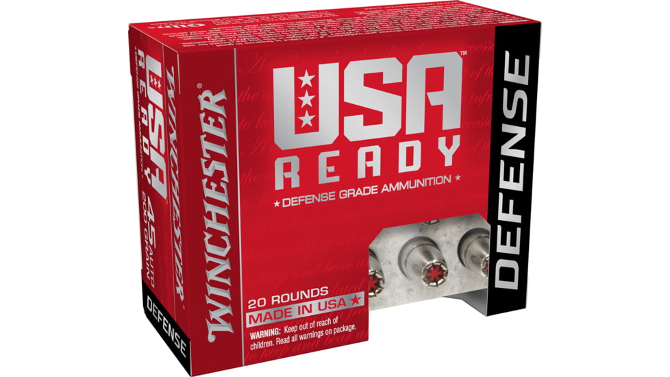 Winchester USA Ready .45 ACP 200 Grain Hex-Vent HP Pistol Ammo, 20 Round, RED45HP