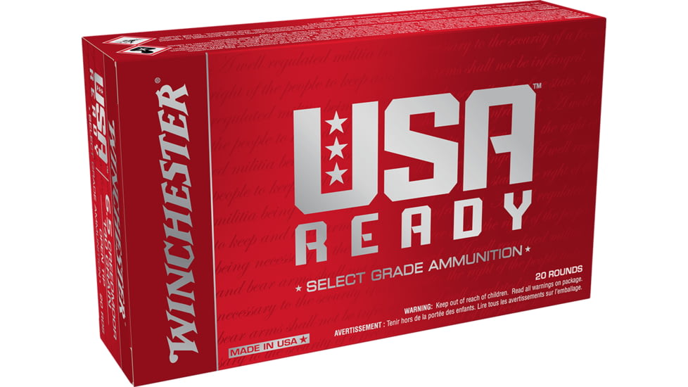 Winchester USA Ready 6.5 Creedmoor 140 Grain Open Tip Match Rifle Ammo, 20 Rounds, RED65140