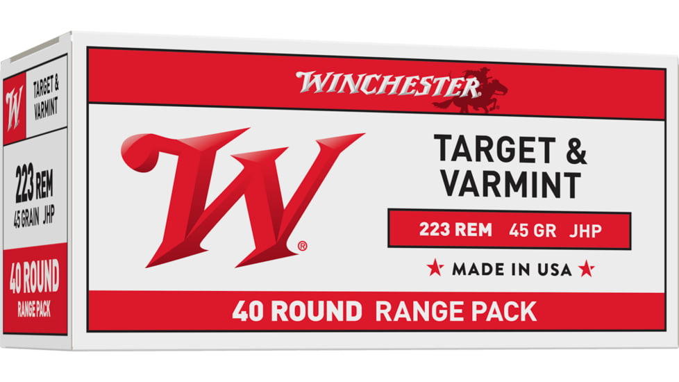 Winchester USA RIFLE .223 Remington 45 grain Jacketed Hollow Point Centerfire Rifle Ammo, 40 Rounds, USA2232