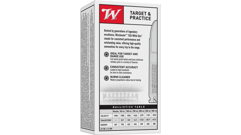 Winchester USA RIFLE .30 Carbine 110 grain Full Metal Jacket Brass Cased Centerfire Rifle Ammo, 50 Rounds, Q3132