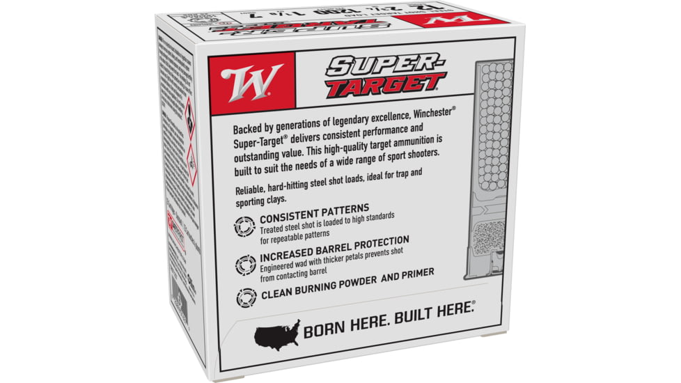 Winchester USA Shotshell, 12 Gauge, 1 1/8 oz, 2 3/4 in, Size 7, Centerfire Shotgun Ammo, 25, TRGT12S7