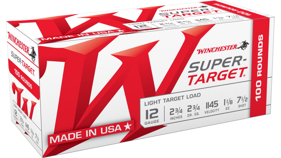 Winchester USA Shotshell 12 Gauge 1 1/8 oz, 2.75in, 7.5 Shot Size, Centerfire Shotgun Ammo, 100 Rounds, TRGT127VP