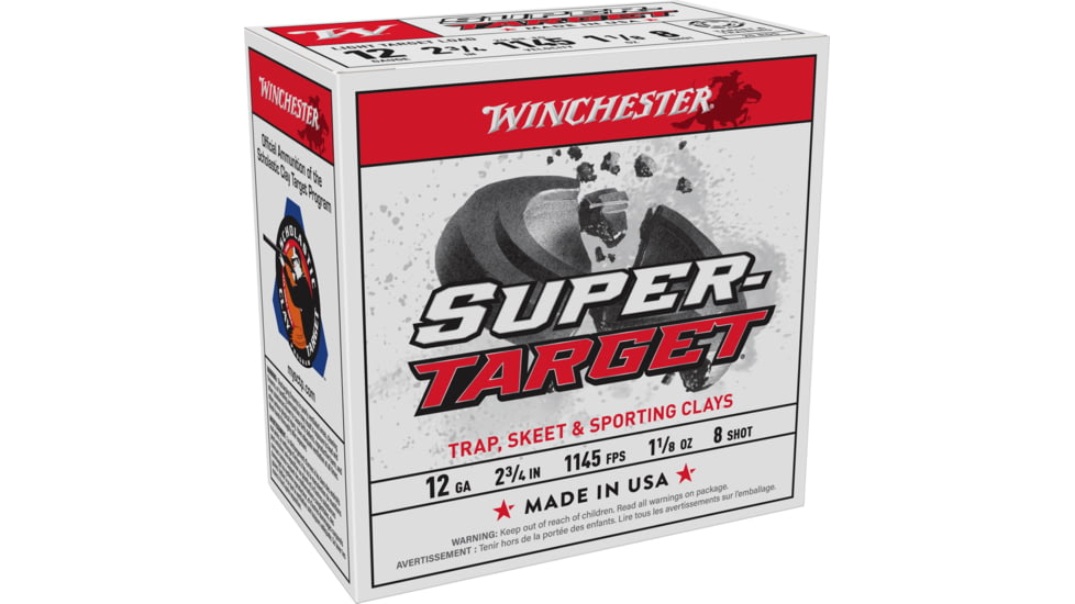 Winchester USA Shotshell 12 Gauge 1 1/8 oz, 2.75in, 8 Shot Size, Centerfire Shotgun Ammo, 25 Rounds, TRGT128