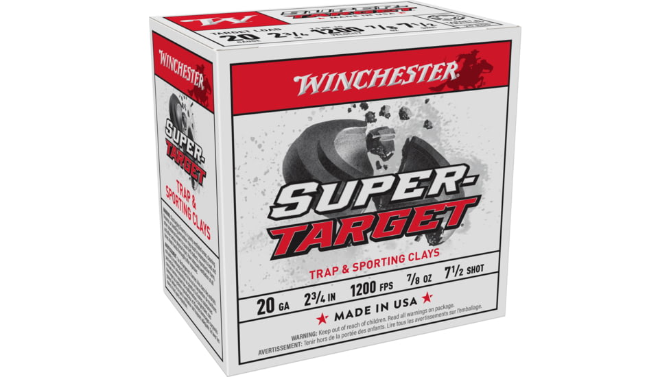 Winchester USA Shotshell 20 Gauge 7/8 oz 2.75in Centerfire Shotgun Ammo, 25 Rounds, TRGT207