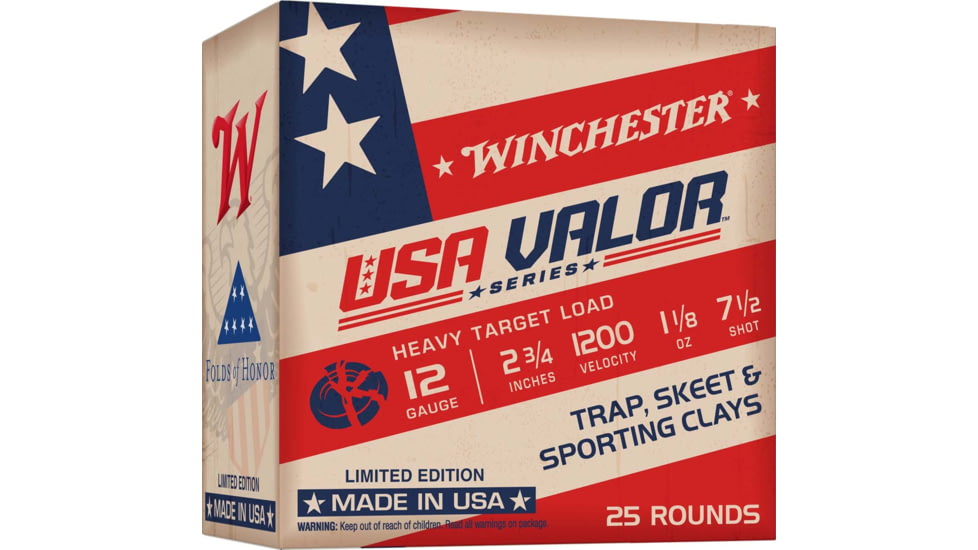 Winchester USA VALOR 12 Gauge 1-1/8oz, 2.75in, 7.5 Shot Size, Shotgun Ammo, 25 Rounds, USAV127
