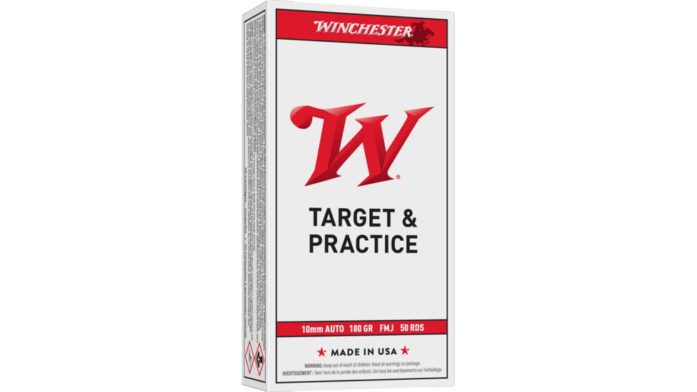 Winchester USA White Box 10mm Auto 180 grain Full Metal Jacket Centerfire Pistol Ammo, 50 Rounds, USA10MM