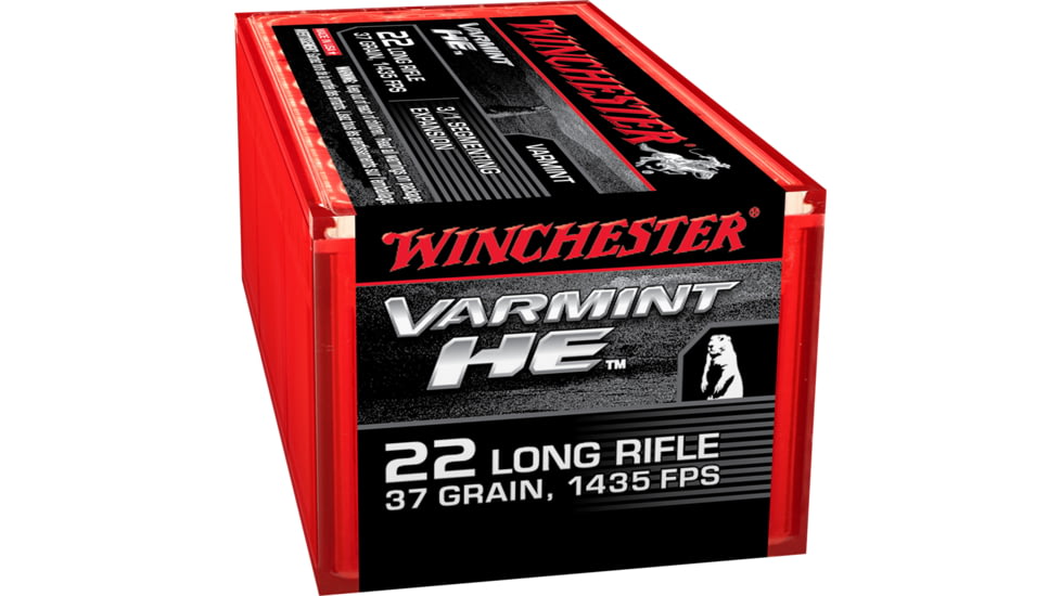 Winchester Varmint HE .22 Long Rifle 37 grain 3/1 Fragmenting Hollow Point Rimfire Ammo, 50 Rounds, S22LRFSP