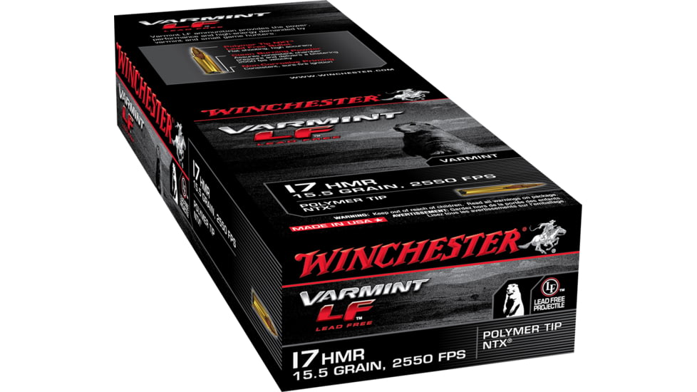 Winchester Varmint LF .17 Hornady Magnum Rimfire 15.5 grain NTX Polymer Tip Rimfire Ammo, 50 Rounds, S17HMR1LF