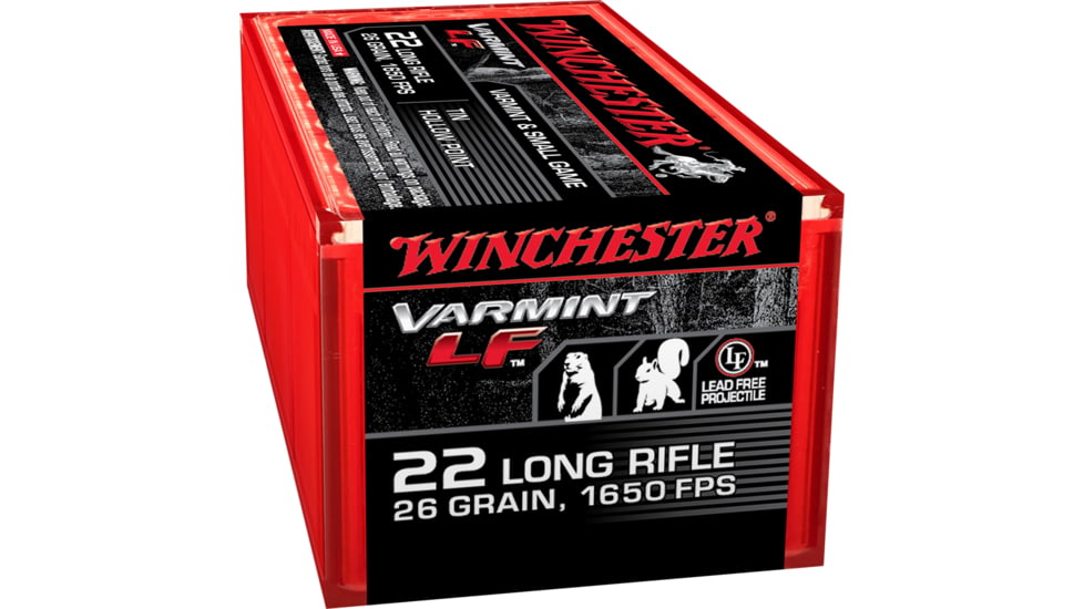 Winchester Varmint LF .22 Long Rifle 26 grain Tin Hollow Point Rimfire Ammo, 50 Rounds, X22LRHLF
