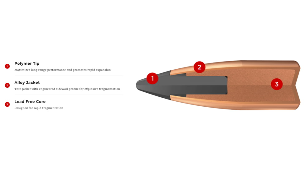 Winchester Varmint X Lead Free Rimfire Ammo, .17 Winchester Super Magnum, Rapid Expansion Polymer Tip, 15 grain, 50 Rounds, X17W15PLF