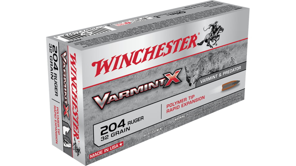 Winchester Varmint X RIFLE .204 Ruger 32 grain Rapid Expansion Polymer Tip Centerfire Rifle Ammo, 20 Rounds, X204P