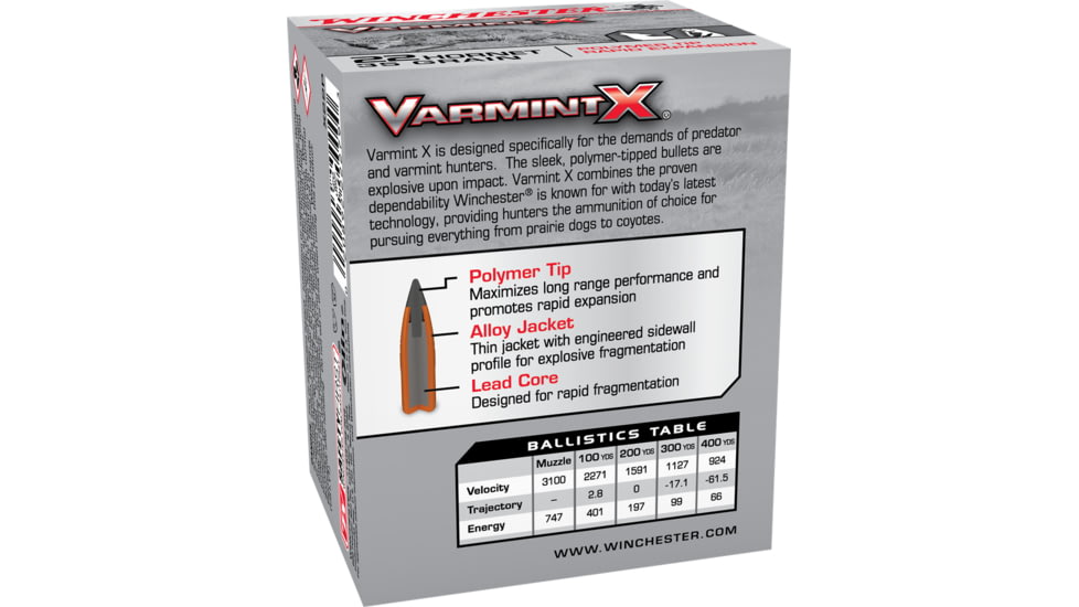 Winchester Varmint X RIFLE .22 Hornet 35 grain Rapid Expansion Polymer Tip Centerfire Rifle Ammo, 20 Rounds, X22P