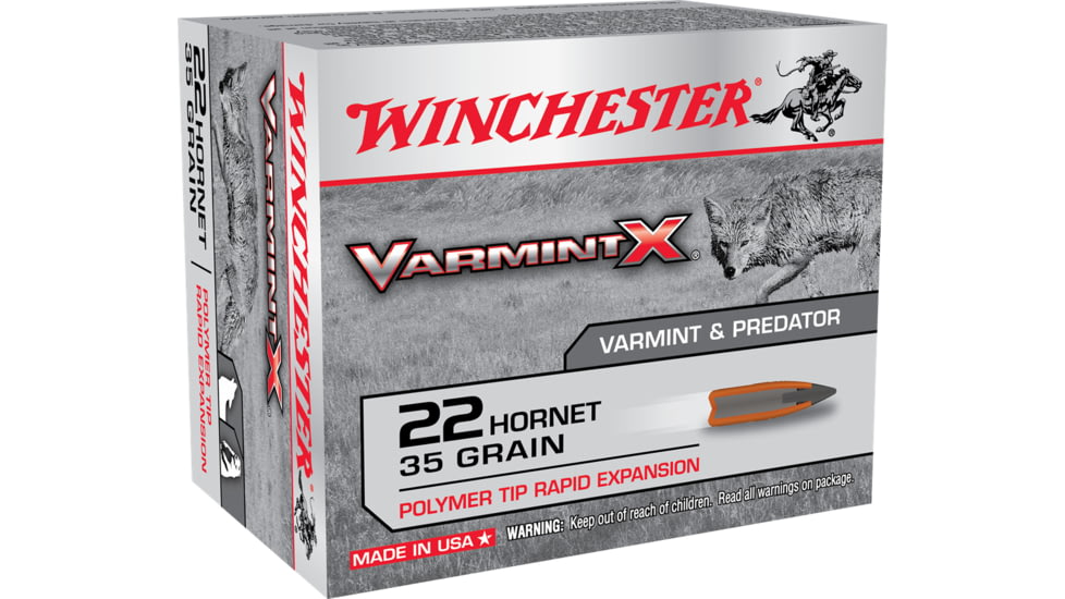 Winchester Varmint X RIFLE .22 Hornet 35 grain Rapid Expansion Polymer Tip Centerfire Rifle Ammo, 20 Rounds, X22P