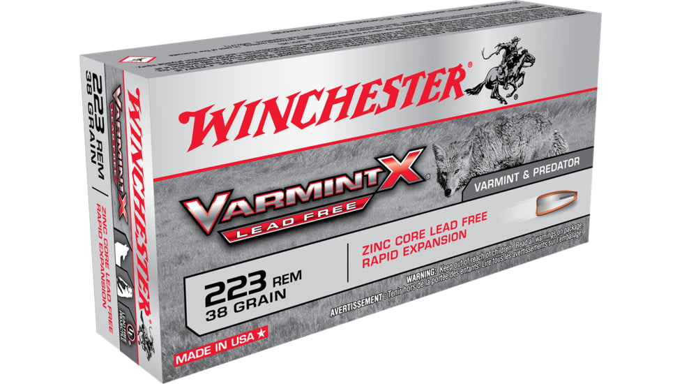Winchester Varmint X RIFLE .223 Remington 38 grain Zink Core Hollow Point Centerfire Rifle Ammo, 20 Rounds, X223PLF