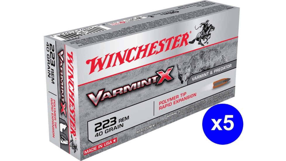 Winchester Varmint X RIFLE .223 Remington 40 grain Rapid Expansion Polymer Tip Centerfire Rifle Ammo, 100 Rounds