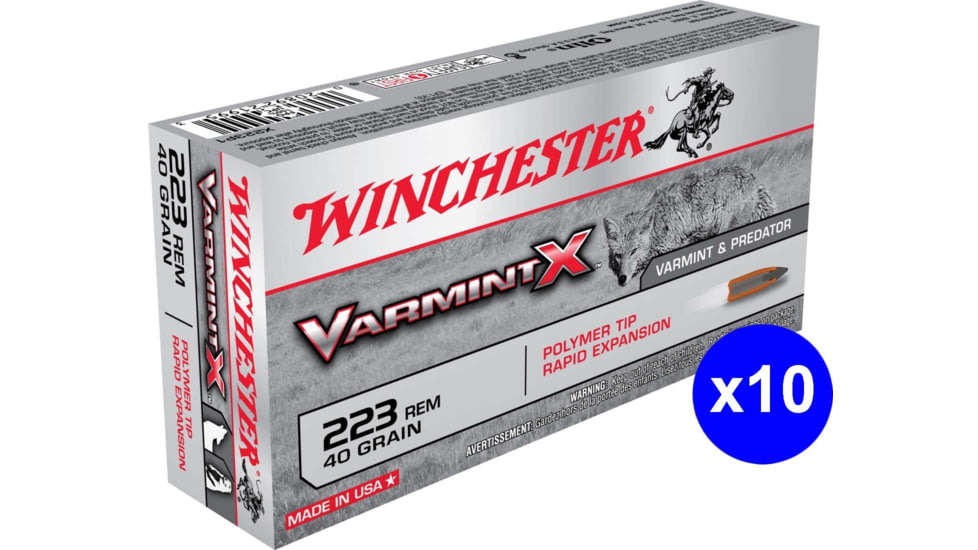 Winchester Varmint X RIFLE .223 Remington 40 grain Rapid Expansion Polymer Tip Centerfire Rifle Ammo, 200 Rounds