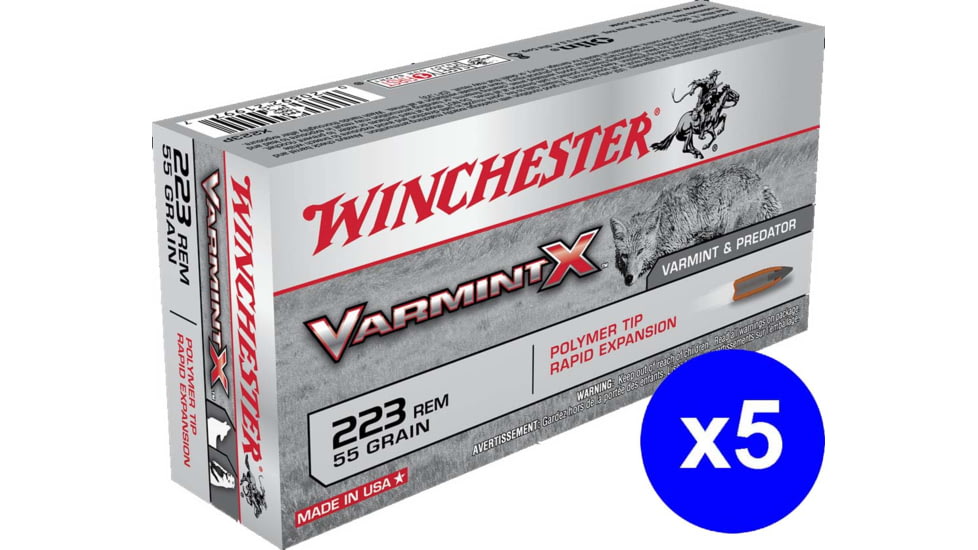 Winchester Varmint X RIFLE .223 Remington 55 grain Rapid Expansion Polymer Tip Centerfire Rifle Ammo, 100 Rounds
