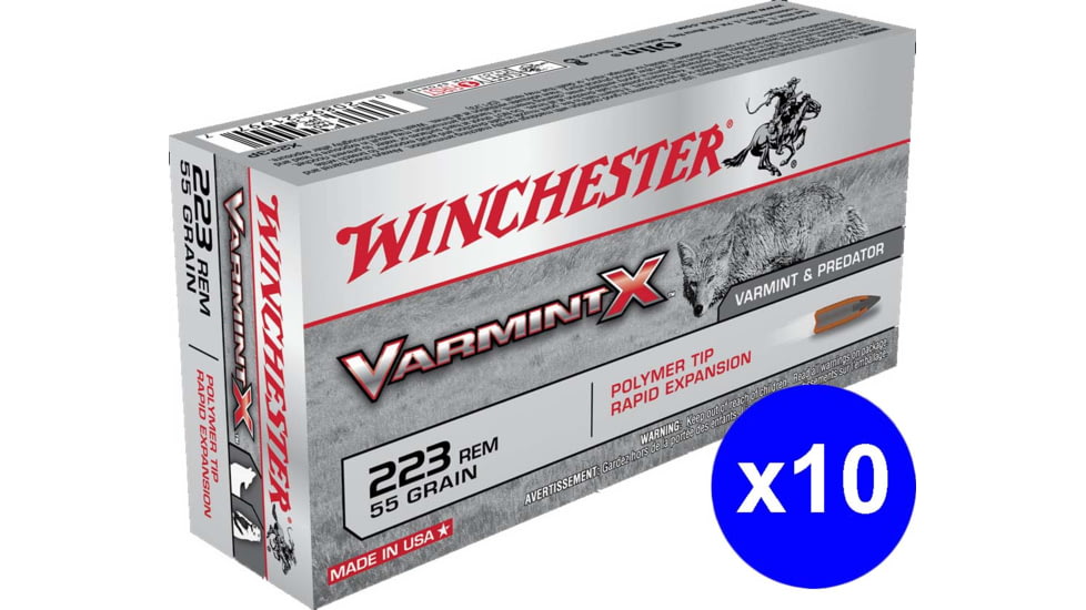 Winchester Varmint X RIFLE .223 Remington 55 grain Rapid Expansion Polymer Tip Centerfire Rifle Ammo, 200 Rounds