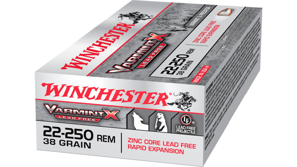 Winchester Varmint X RIFLE LEAD FREE .22-250 Remington 38 grain Zink Core Hollow Point Centerfire Rifle Ammo, 20 Rounds, X22250PLF