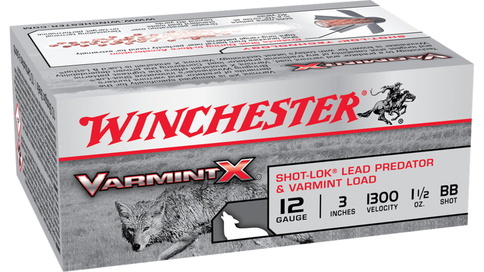Winchester Varmint X Shotshell 12 Gauge 1 1/2 oz 3in Centerfire Shotgun Ammo, 10 Rounds, X123VBB