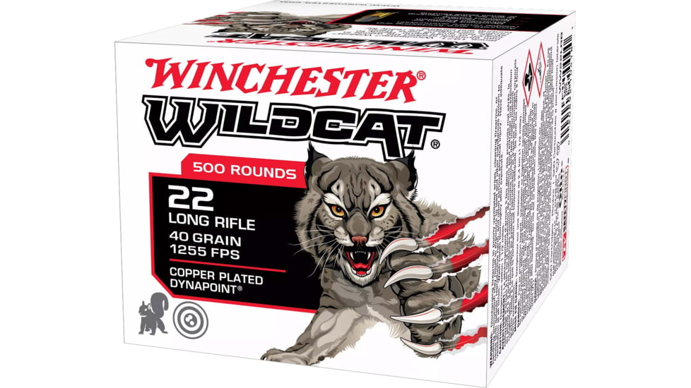 Winchester Wildcat .22 Long Rifle 40 Grain Copper Plated Rimfire Ammo, 500 Rounds, WW22LRB