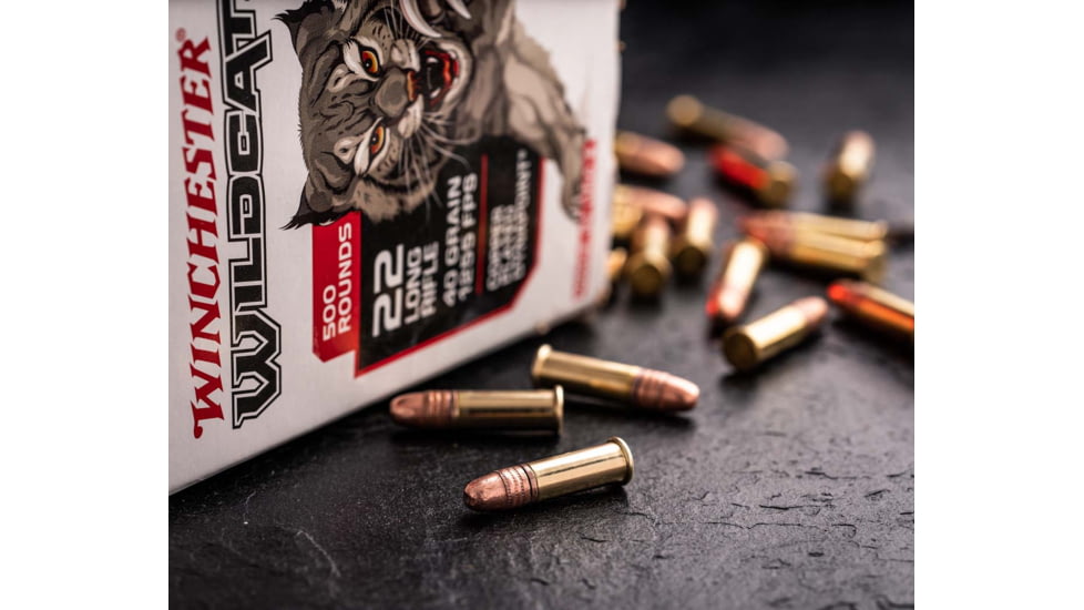 Winchester Wildcat .22 Long Rifle 40 Grain Copper Plated Rimfire Ammo, 500 Rounds, WW22LRB