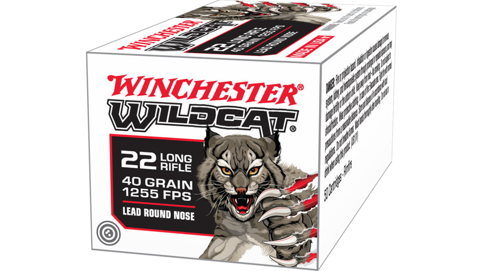 Winchester Wildcat .22 Long Rifle, 40 Grain, Lead Round Nose, Brass Cased, Rimfire Ammo, 500 Rounds, WW22LR
