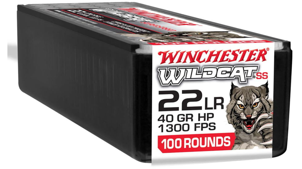 Winchester Wildcat Super Speed 22 LR 40 Grain Hollow Point Brass Cased Rimfire Ammo, 100 Rounds, WW22LRSSD