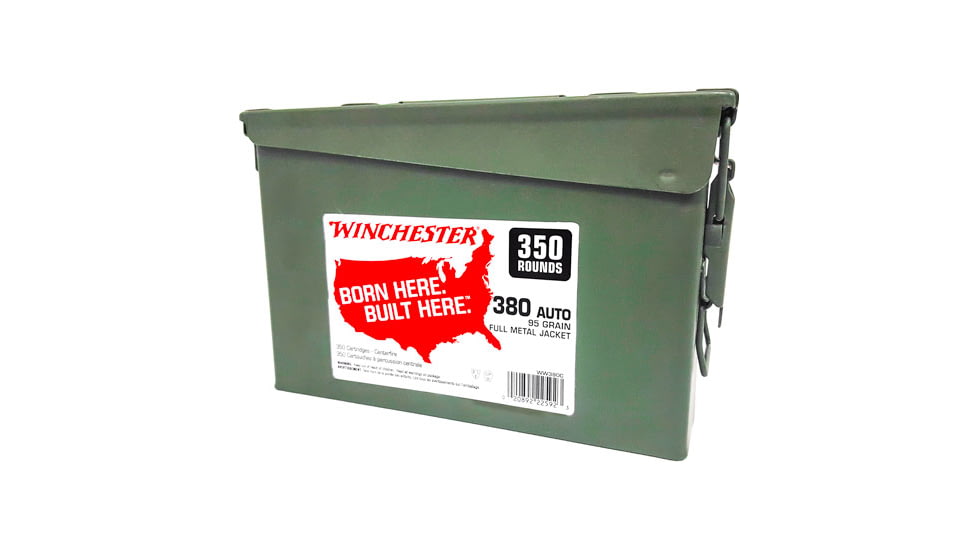 Winchester Win Ammo .380acp case Of 2 95gr. Fmj-rn Ammo Can 2/350pks