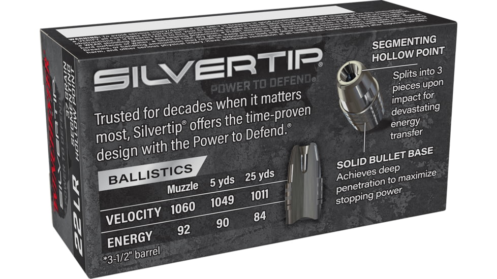 Winchester Win Ammo Silvertip .22lr 37 gr. Hp Silvertip 50-pack, W22LRST