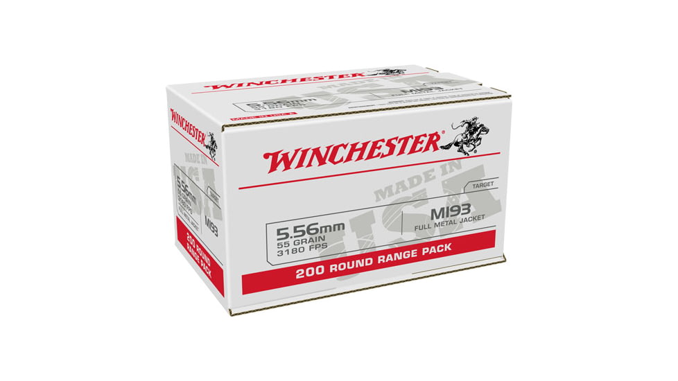 Winchester USA, .223 Remington/5.56x45mm, 55 Grain, Full Metal Jacket, Brass Cased, Centerfire Rifle Ammo Case, 800 Rounds