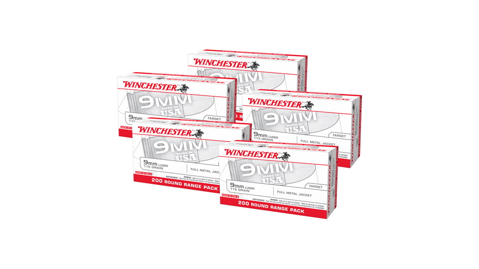 Winchester Win Ammo Usa 9 mm 1000rds/case 115gr. Fmj Packed In Trays