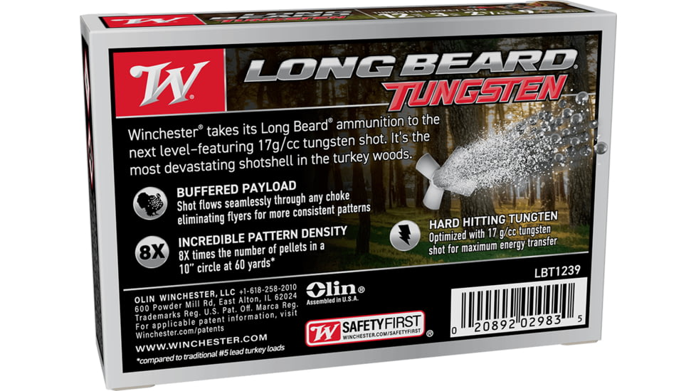 Winchester Long Beard 12 Gauge 2 1/4 oz 3in Shotgun Ammo, #9, 5 Rounds, lbt1239