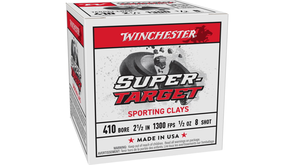 Winchester Super Target .410 Gauge 2 1/2in 1/2oz Shotgun Ammo, #8, 25 Rounds, TRGTS418