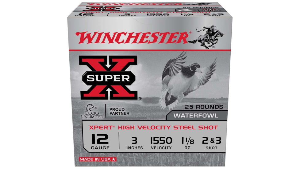 Winchester X-pert Waterfowl 12 Gauge 3in 1 1/8 oz Centerfire Shotgun Ammunition, 25 Rounds, WEX12323