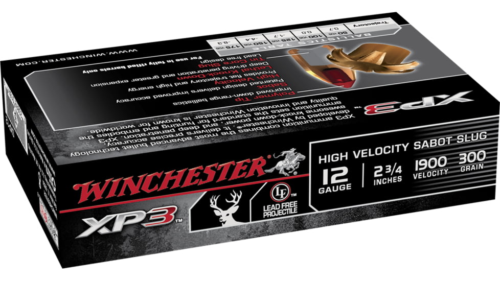 Winchester XP3 12 Gauge 300 grain 2.75in Centerfire Shotgun Slug Ammo, 5 Rounds, SXP12