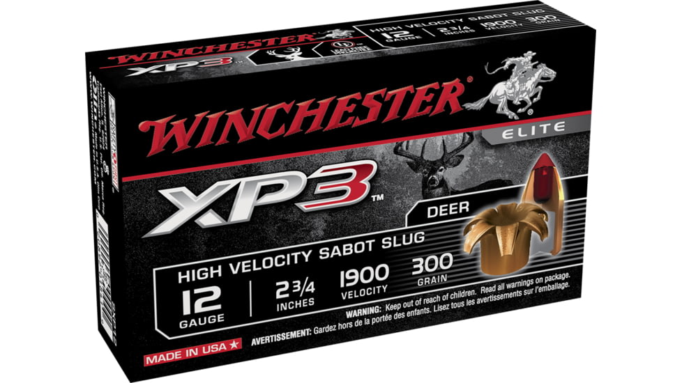 Winchester XP3 12 Gauge 300 grain 2.75in Centerfire Shotgun Slug Ammo, 5 Rounds, SXP12