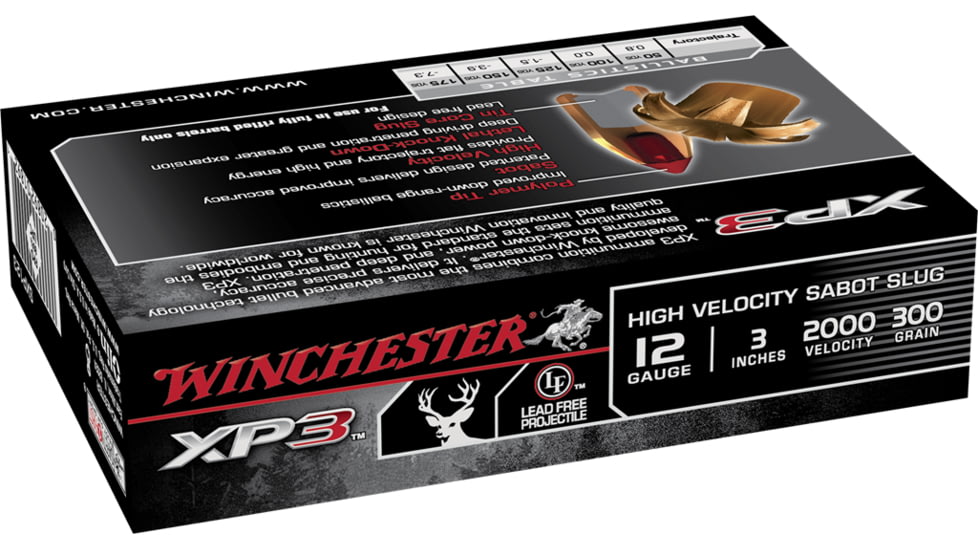 Winchester XP3 12 Gauge 300 grain 3in Centerfire Shotgun Slug Ammo, 5 Rounds, SXP123