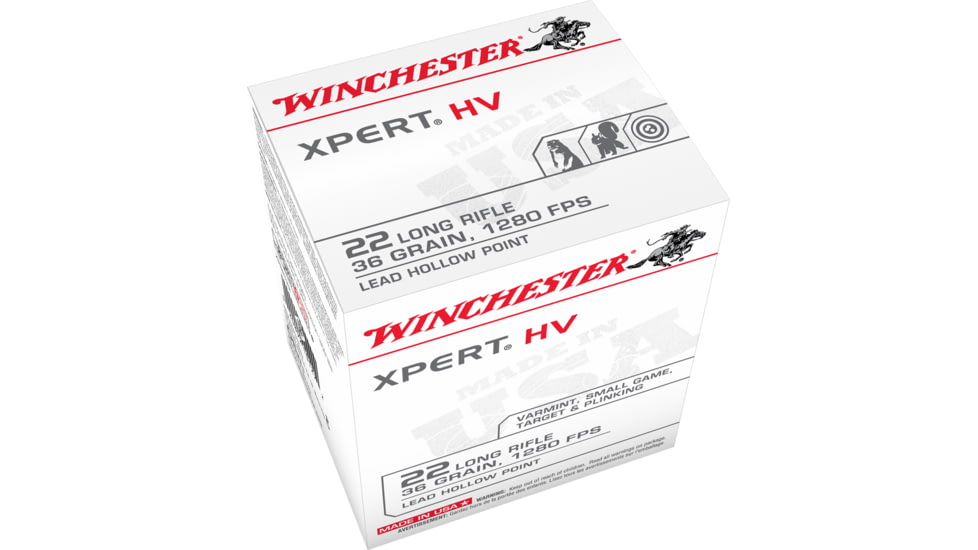 Winchester Xpert .22 Long Rifle 36 grain Copper Plated Hollow Point Rimfire Ammo, 500 Rounds, Xpert22
