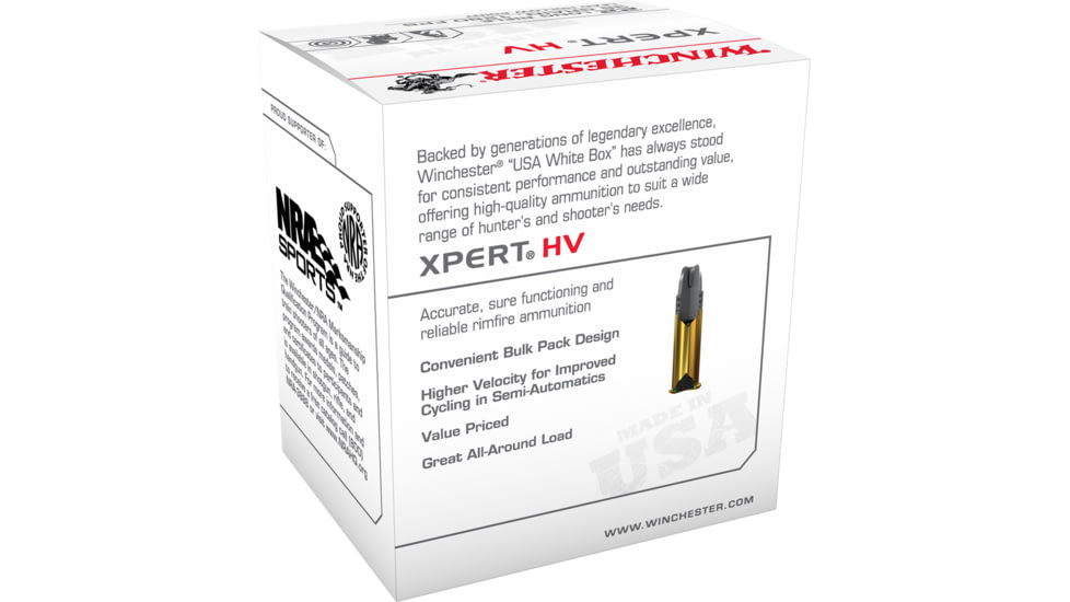 Winchester Xpert .22 Long Rifle 36 grain Copper Plated Hollow Point Rimfire Ammo, 500 Rounds, Xpert22