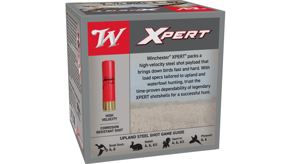 Winchester Xpert Hi-Veloctiy Steel 28 Gauge 3/4 oz 3 in Shotgun Ammo, #4, 25 Rounds, Red, WEXP2834