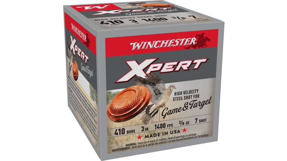 Winchester Xpert HV Steel Game 410 Gauge 3/8 oz 3 in Shotgun Ammo, 25 Round, WE413GT7