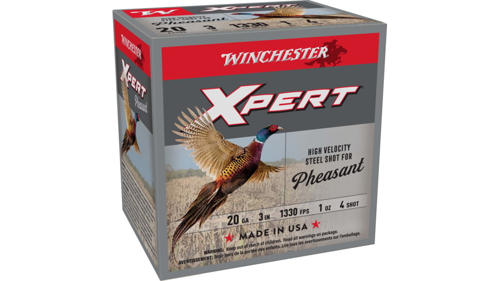 Winchester Xpert Steel Pheasant 20 Gauge 1oz 3in Size 4 Centerfire Shotgun Ammo, 25 Rounds, WEXP2034