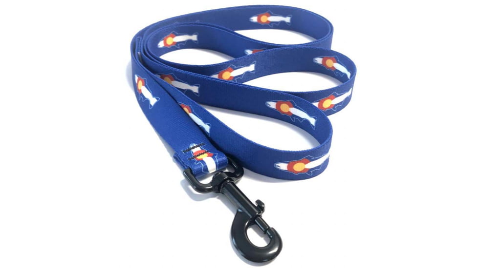 Wingo Outdoors Dog Leash - RepYourWater, CO Flag Trout, 6 foot length, W-LEA-505-6FT