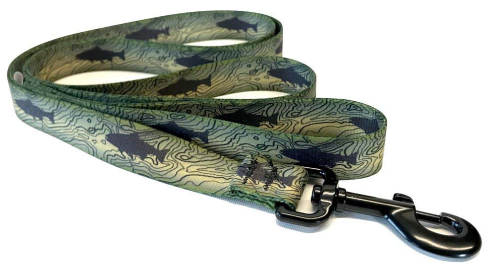 Wingo Outdoors Dog Leash - RepYourWater, Topo Trout, 6 foot length, W-LEA-513-6FT