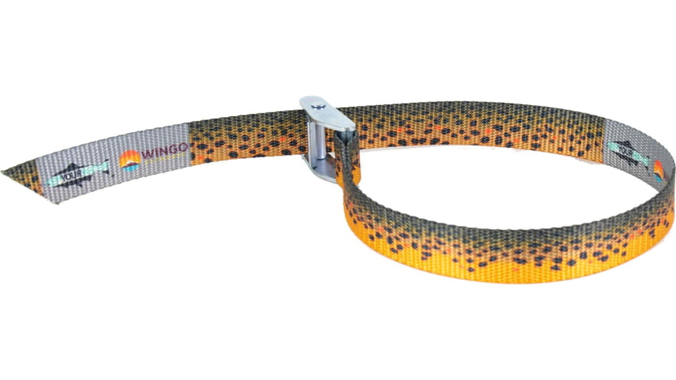 Wingo Outdoors Fish Skin Cam Strap - RepYourWater, Brown Trout, 2 foot length, W-CAM-504-2FT