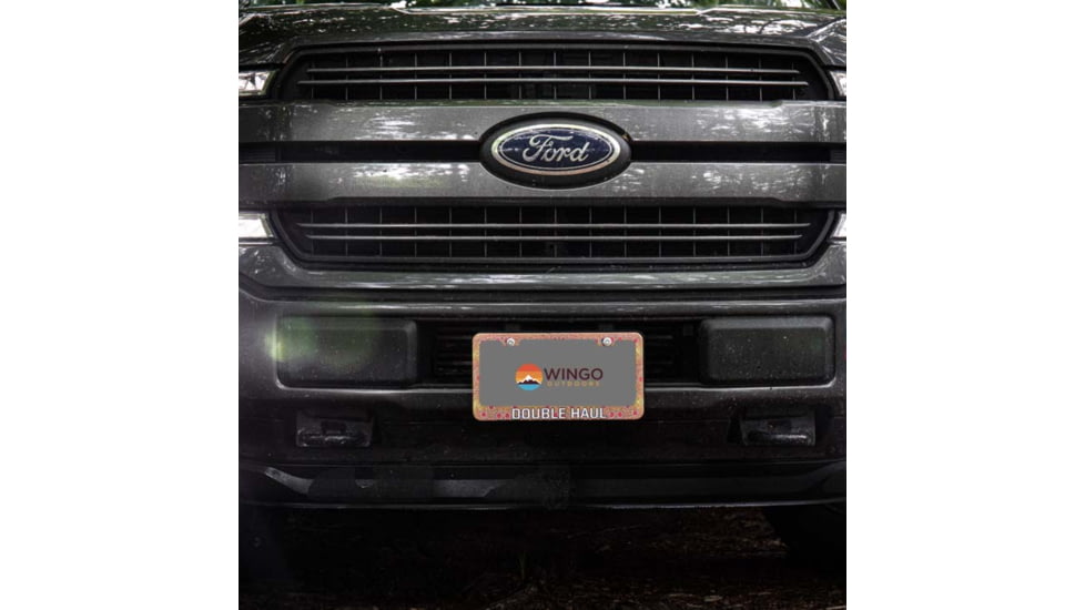 Wingo Outdoors License Plate Frame, Brown Trout, Double Haul, 12 x 7 inches, W-LIC-104-DH